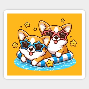 Corgi pool party Magnet